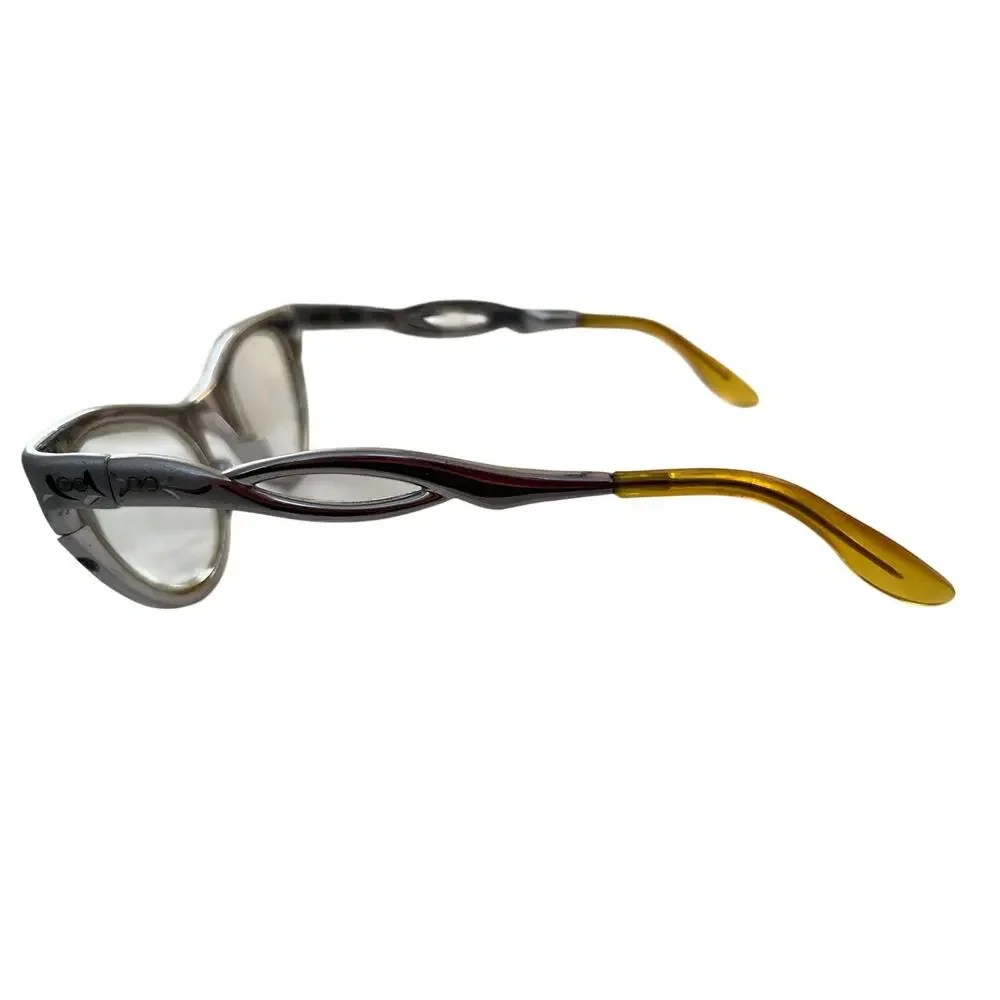 Vtg‎ American Optical Aluminum Cat Eye Glasses 1950s Engraved Silver AO Frames